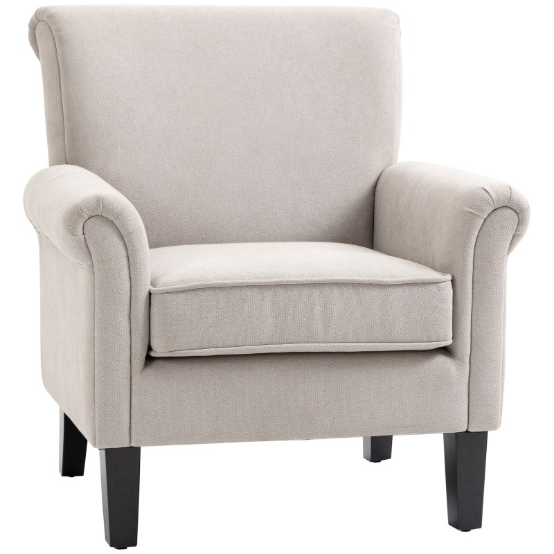 Butaca de Salón Tapizada en Tela Sillón Relax con Reposabrazos Asiento Extraíble para Dormitorio 79x78x87 cm Gris