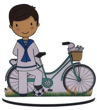 FIGURA PASTEL COMUNIÓN BICICLETA NIÑO