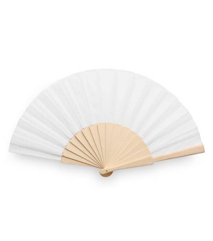 ABANICO DE TELA Y MADERA EN CAJA BLANCO