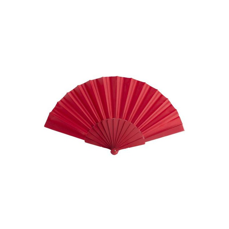 ABANICO DE TELA Y PVC PRESENTADO EN CAJA ROJO