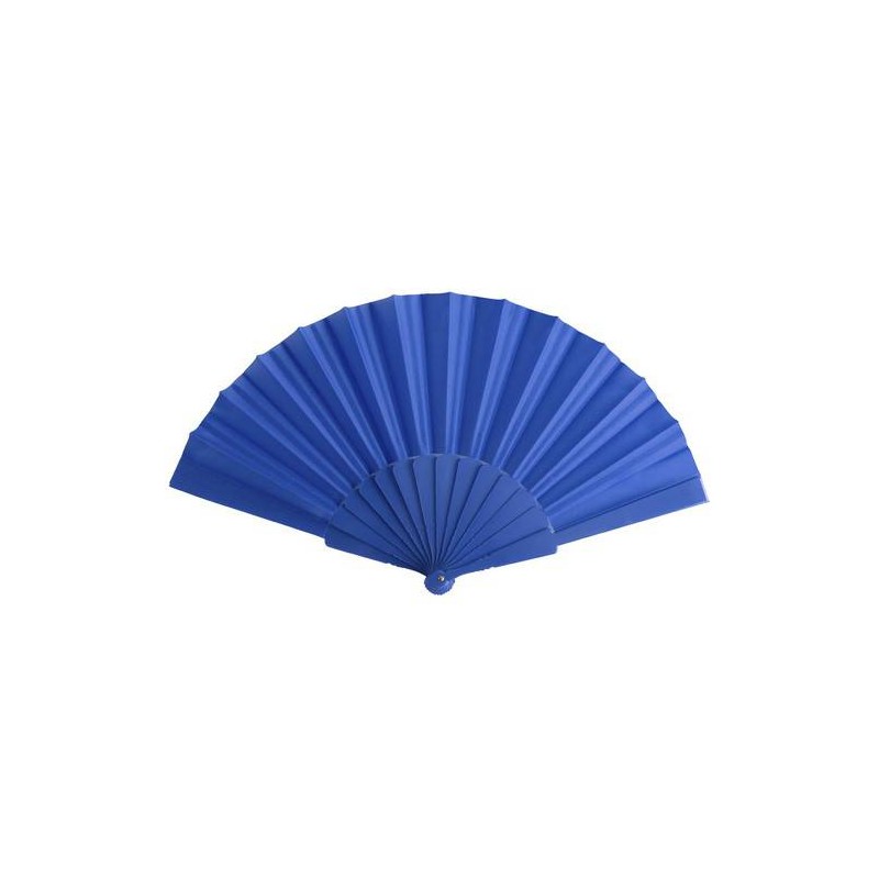 ABANICO DE TELA Y PVC PRESENTADO EN CAJA AZUL