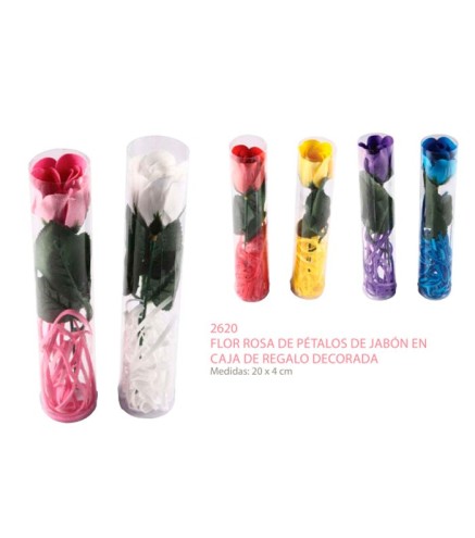 FLOR ROSA DE PÉTALOS DE ROSA EN CAJA DE REGALO