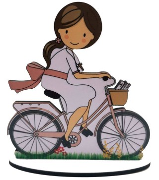 FIGURA PASTEL COMUNIÓN BICICLETA NIÑA