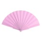 ABANICO DE TELA Y PVC PRESENTADO EN CAJA ROSA