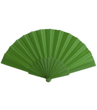 ABANICO DE TELA Y PVC PRESENTADO EN CAJA VERDE
