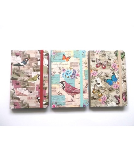 LIBRETA TAPA DURA CON CIERRE "MARIPOSAS"