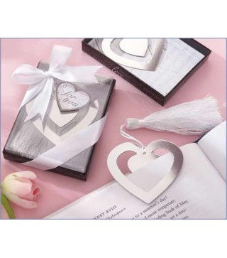 ELEGANTE PUNTO DE LIBRO CORAZON EN CAJITA CON LAZO