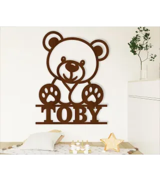 Letrero con nombre de osito de peluche. Medidas 40x80cm