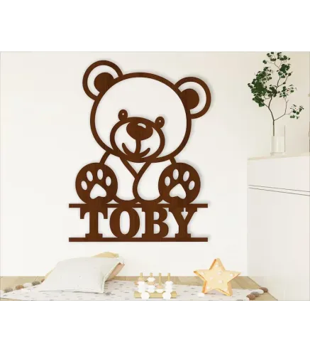 Letrero con nombre de osito de peluche. Medidas 40x80cm