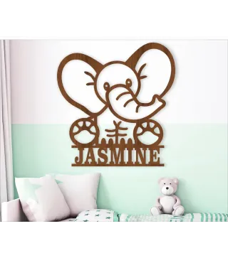 Lindo letrero con nombre de elefante. Medidas 50x50cm