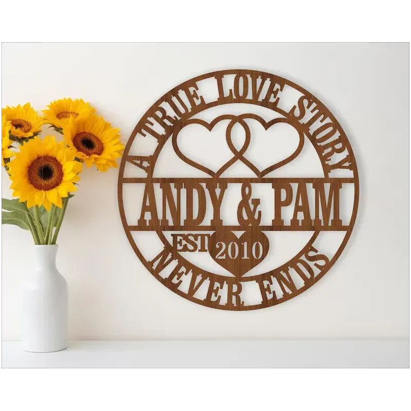 Letrero con nombre para aniversario de pareja