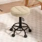 Taburete Giratorio Redondo Taburete con Ruedas Altura Regulable 50-66 cm Asiento Tapizado en Tejido de Borreguito Marrón Taburete Giratorio Redondo Taburete con Ruedas Altura Regulable 50-66 cm Asiento Tapizado en Tejido de Borreguito Marrón