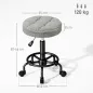 Taburete Giratorio Redondo Taburete con Ruedas Altura Regulable 50-66 cm Asiento Tapizado en Tejido de Borreguito Gris Taburete Giratorio Redondo Taburete con Ruedas Altura Regulable 50-66 cm Asiento Tapizado en Tejido de Borreguito Gris