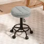 Taburete Giratorio Redondo Taburete con Ruedas Altura Regulable 50-66 cm Asiento Tapizado en Tejido de Borreguito Gris Taburete Giratorio Redondo Taburete con Ruedas Altura Regulable 50-66 cm Asiento Tapizado en Tejido de Borreguito Gris