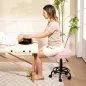 Taburete Giratorio Redondo Taburete con Ruedas Altura Regulable 50-66 cm Asiento Tapizado en Tejido de Borreguito Rosa Taburete Giratorio Redondo Taburete con Ruedas Altura Regulable 50-66 cm Asiento Tapizado en Tejido de Borreguito Rosa