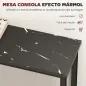 Consola Recibidor Estrecha con Superficie con Efecto Mármol y Marco de Metal 100x20x66 cm Negro