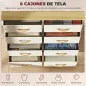 Cajonera de Tela Cómoda con 8 Cajones 4 Bolsillos Laterales 2 Ganchos y Estructura de Acero Beige