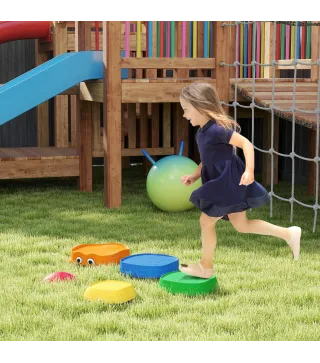 Conjunto de Piedras de Equilibrio para Niños Apilables de 5 Piezas Antideslizantes para Interior y Exterior Multicolor