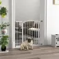 Barrera de Seguridad para Perros 74-94 cm con Extensión Montaje a Presión Doble Bloqueo para Puerta Escalera Blanco