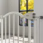 Barrera de Seguridad para Perros 74-94 cm con Extensión Montaje a Presión Doble Bloqueo para Puerta Escalera Blanco