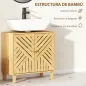 Mueble bajo Lavabo de Bambú con 2 Puertas Lamas y Estante Ajustable para Lavabo sin Pedestal 60x30x60 cm Natural