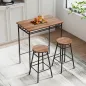 Mesa Alta de Cocina con 2 Taburetes Industrial Estante Abierto Reposapiés Ahorro de Espacio para Espacios Reducidos Mesa Alta de Cocina con 2 Taburetes Industrial Estante Abierto Reposapiés Ahorro de Espacio para Espacios Reducidos