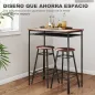 Mesa Alta de Cocina con 2 Taburetes Industrial Estante Abierto Reposapiés Ahorro de Espacio para Espacios Reducidos Mesa Alta de Cocina con 2 Taburetes Industrial Estante Abierto Reposapiés Ahorro de Espacio para Espacios Reducidos