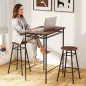 Mesa Alta de Cocina con 2 Taburetes Industrial Estante Abierto Reposapiés Ahorro de Espacio para Espacios Reducidos Mesa Alta de Cocina con 2 Taburetes Industrial Estante Abierto Reposapiés Ahorro de Espacio para Espacios Reducidos