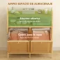 Mueble Ropa Sucia de Bambú 2 Bolsas de Ropa Extraíbles y Lavables con Asa 2 Estantes Abiertos 82x33x88 cm Natural