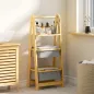 Estantería para Baño Plegable de Bambú con 2 Cestos para Ropa Sucia Estante Abierto Gris