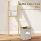 Estantería para Baño de Bambú Toallero de Pie con 3 Barras Cesto para Ropa Sucia Extraíble de 48 L Crema
