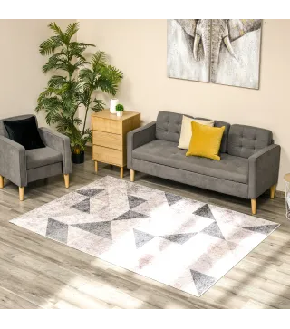 Alfombra de Salón Moderna de Terciopelo 230x160 cm Alfombra Geométrica para Dormitorio Oficina Gris