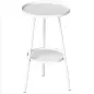 Mesa de Jardín Redonda de 2 Niveles con Bordes Elevados Bandeja Inferior para Exterior e Interior Ø32x51 cm Blanco Mesa de Jardín Redonda de 2 Niveles con Bordes Elevados Bandeja Inferior para Exterior e Interior Ø32x51 cm Blanco