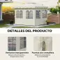 Paredes Laterales de Sustitución para Pérgola 3x3 m con Protección UV Ventanas Transparentes y Cortinas Ajustables Crema
