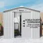 Caseta de Jardín 213x130x185 cm con Puertas Correderas y Claraboya para Almacenamiento de Herramientas Gris Plata