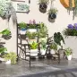 Soporte para Plantas de Tres Niveles con Diseño en Escalera y Estructura Metálica Resistente para Interior y Exterior