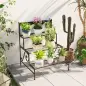 Soporte para Plantas de Tres Niveles con Diseño en Escalera y Estructura Metálica Resistente para Interior y Exterior