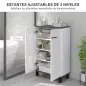 Armario de Baño Mueble Auxiliar de Baño con Puertas Estantes Ajustables y Sistema Anti-vuelco 60x34x94 cm Blanco Brillo