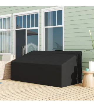 Funda para Banco de Jardín de 3-4 Plazas Tela Oxford 600D con Recubrimiento Impermeable para Terraza 218x111x63/101 cm