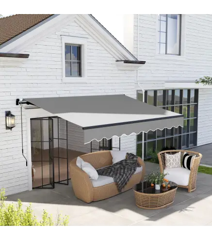 Toldo Retráctil de Aluminio para Ventanas y Puertas con Protección UV30+ y Inclinación Ajustable 360x220 cm Gris