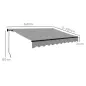 Toldo Retráctil de Aluminio para Ventanas y Puertas con Protección UV30+ y Inclinación Ajustable 360x220 cm Gris