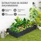Jardinera Elevada Rectangular de Acero Galvanizado para Cultivar Plantas Flores Hierba 180x90x30 cm Gris Oscuro