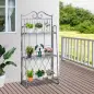 Soporte para Plantas Plegable de 3 Niveles con Estructura de Metal Soporte para Macetas Gris Plateado