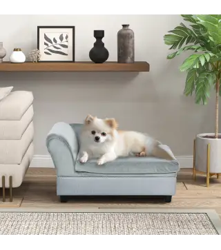 Sofá para Perros con Almacenaje Oculto y Cojín Diván para Mascotas de Hasta 10 kg 76x45x43 cm Gris Claro