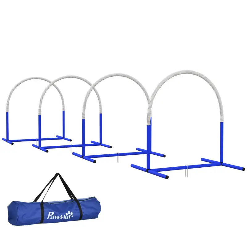 Set de Entrenamiento de Agilidad para Perros de 4 Piezas con Bolsa de Transporte para Entrenamiento Suave Blanco y Azul Set de Entrenamiento de Agilidad para Perros de 4 Piezas con Bolsa de Transporte para Entrenamiento Suave Blanco y Azul