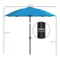 Sombrilla de Jardín 233x233 cm Ángulo Ajustable Impermeable Poste de Aluminio Varillas de Fibra de Vidrio Manivela Azul Sombrilla de Jardín 233x233 cm Ángulo Ajustable Impermeable Poste de Aluminio Varillas de Fibra de Vidrio Manivela Azul
