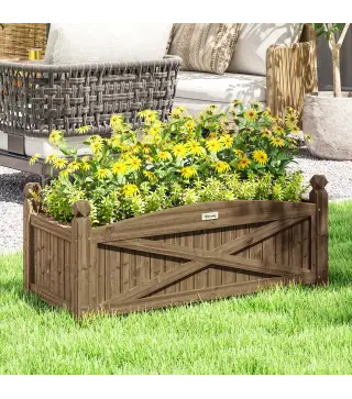 Jardinera de Madera Elevada para Cultivar Plantas Flores Hierba para Jardín Balcón Terraza 90x39x37 cm Café Oscuro