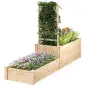 Jardinera Elevada con Celosía de Madera para Plantas Trepadoras y 2 Cajas de Cultivo 222x63x132 cm Natural