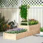 Jardinera Elevada con Celosía de Madera para Plantas Trepadoras y 2 Cajas de Cultivo 222x63x132 cm Natural