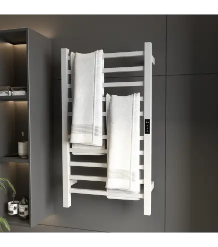 Toallero Eléctrico de Pared con Wi-Fi 10 Barras Temperatura Ajustable y Temporizador IPX4 45x11x80 cm Blanco